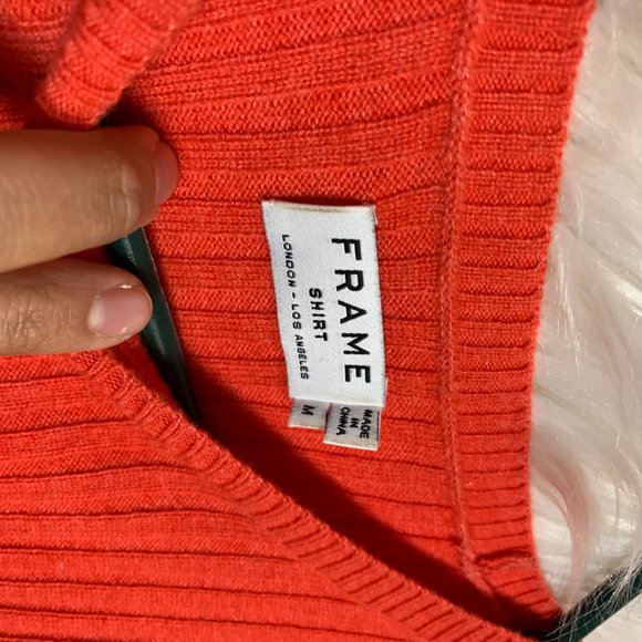 Frame Overlap Ribbed Sweater Wool-Tomato Color - Picture 5 of 7